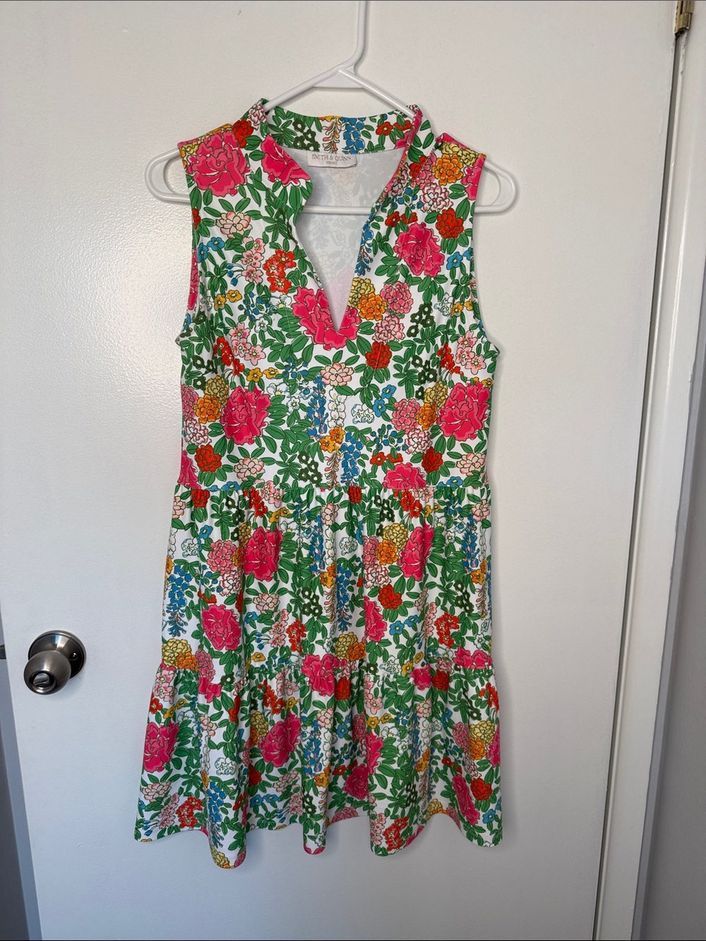 Smith & Quinn Floral Sleeveless V-Neck Sundress - Pink & Green